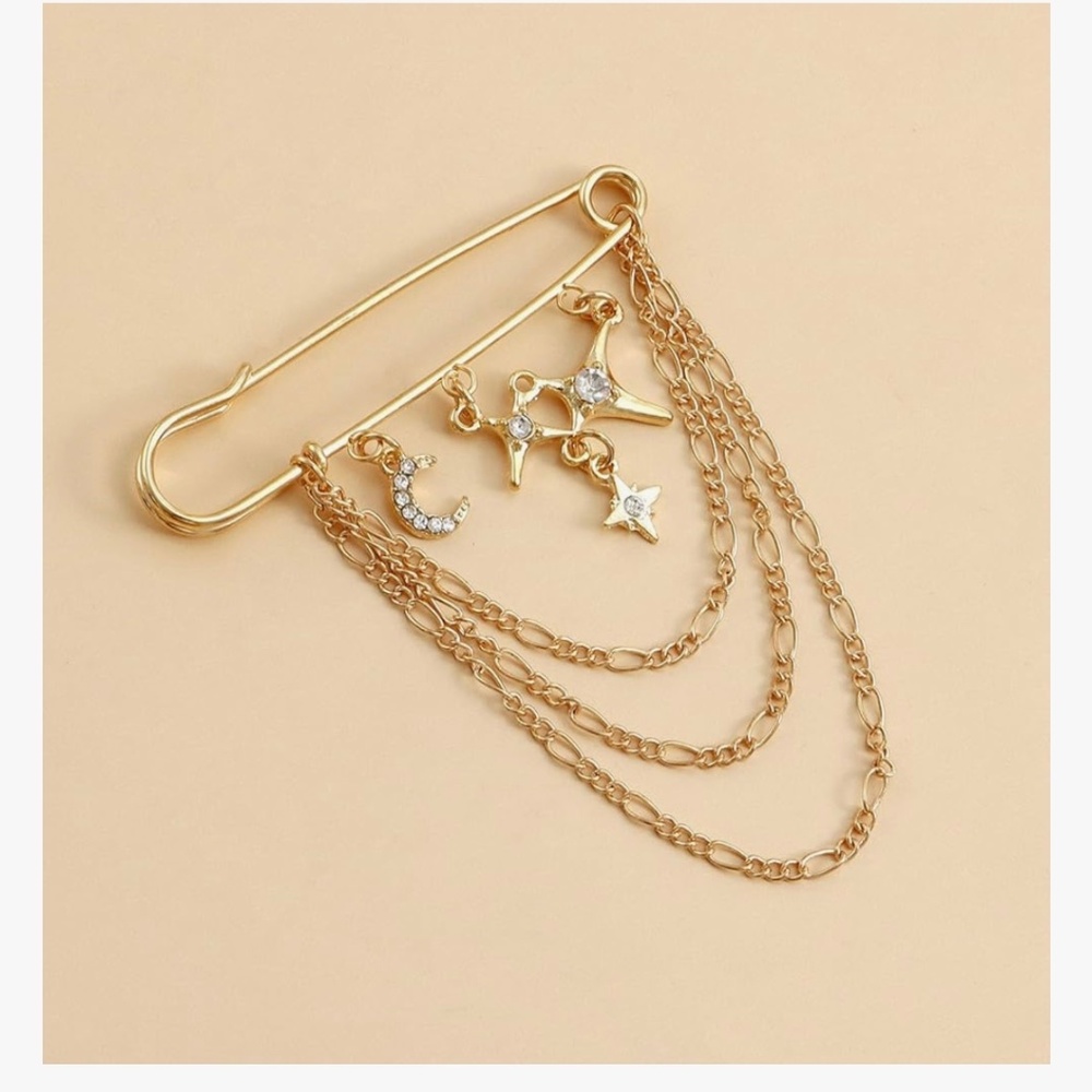 tassel chain BROOCH cristal zirconia Lapel Pin